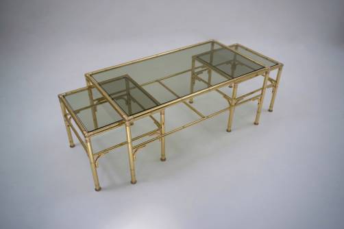 Gold coffee table with 2 side tables by Chelsom, 1980`s ca, English